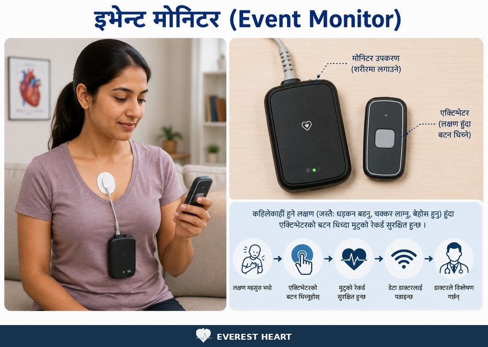 इभेन्ट मोनिटर उपकरण र बटन थिचेर घटना दर्ता गर्ने प्रक्रिया