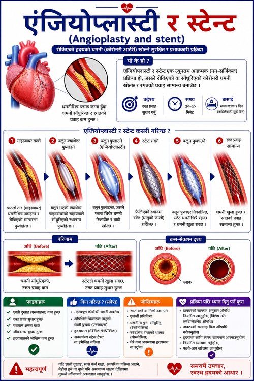 एंजियोप्लास्टी र स्टेन्ट इन्फोग्राफिक